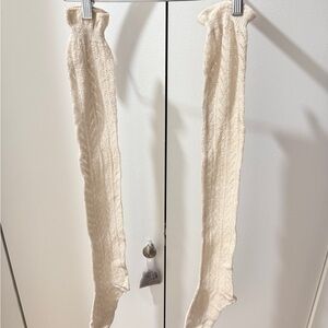 Cream Knit High Socks